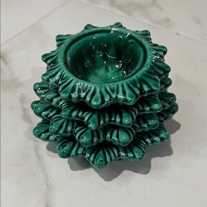 1980s handmade Christmas tree ash tray set (missing top lighter)